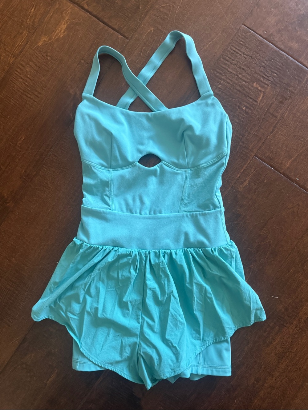 POPFLEX Aqua Supershort Runsie all in one activewear crisscross strap pockets